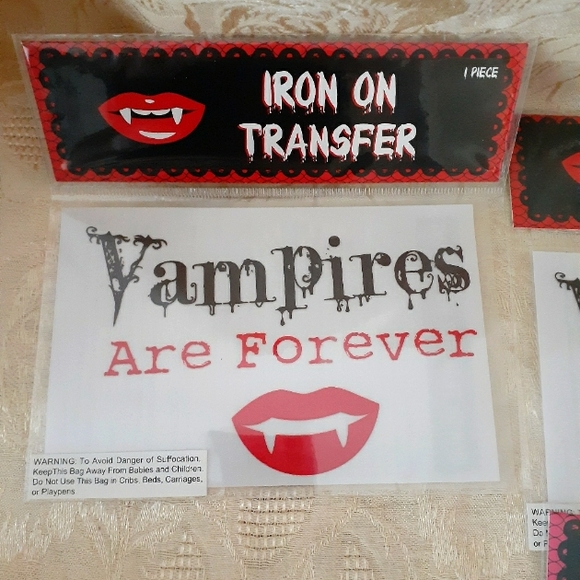 Set of 5 Iron on Transfers Vampire Theme - Picture 2 of 5